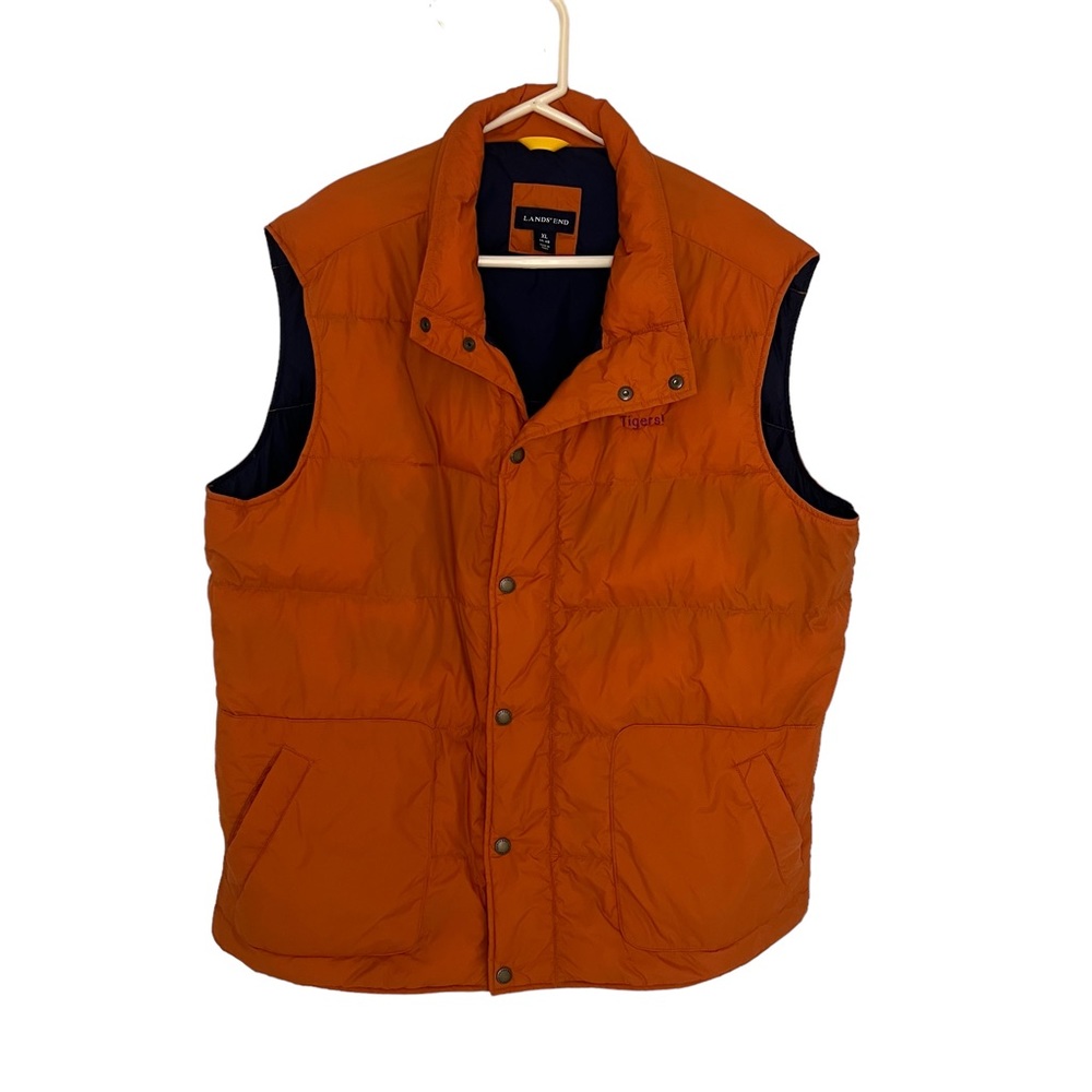 NWOT Women’s Lands’ End Burnt Orange Puffer Down Vest with Pockets Size XL